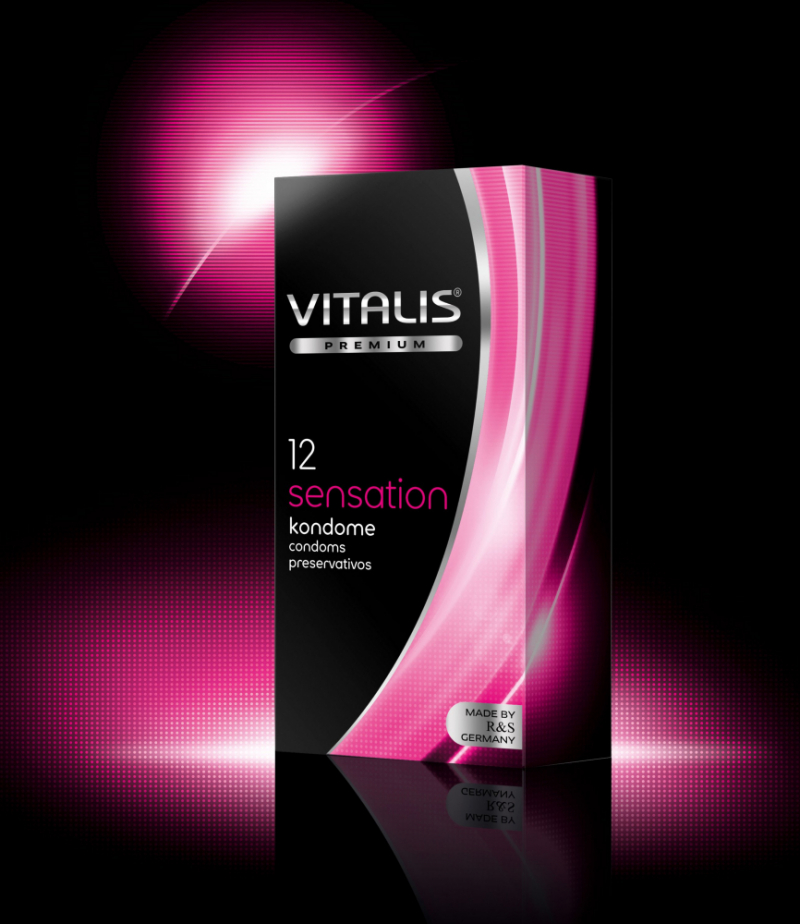 Презервативы "Vitalis Sensation" с кольцами и пупырышками, розовые, 12шт 