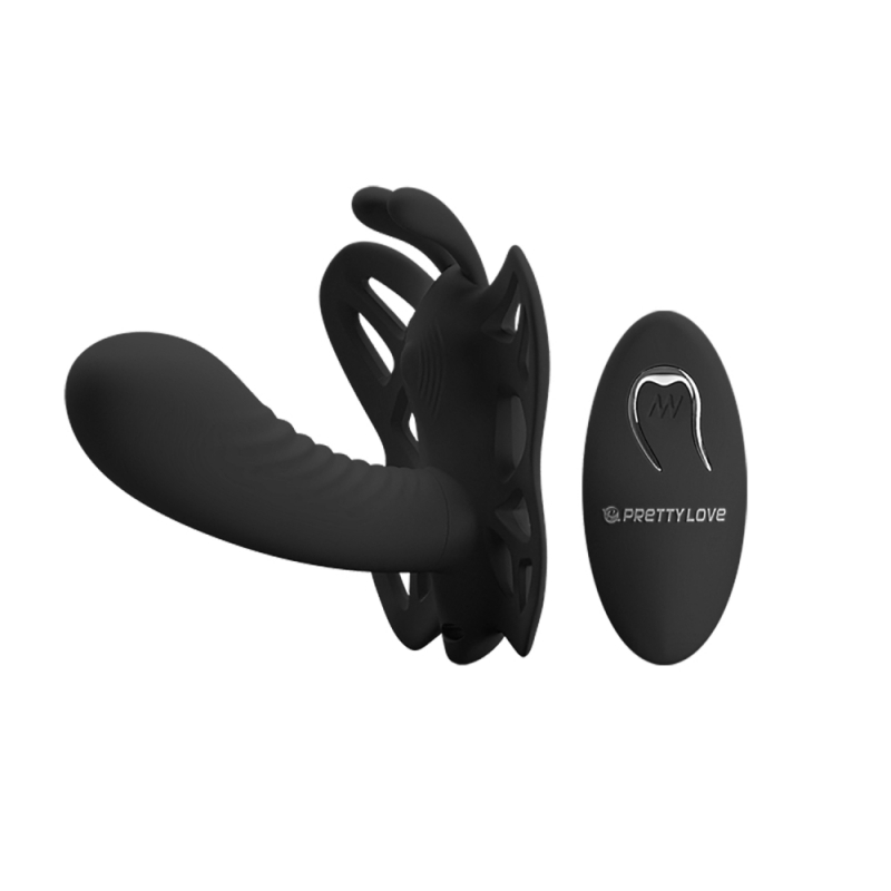 Бабочка с вагинальным отростком "Pretty Love Alston" на дистанционном управлении, черная 