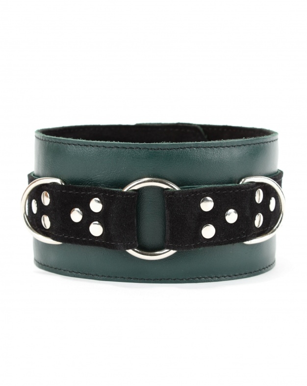 Ошейник "BDSM-Арсенал" кожа, изумруд 