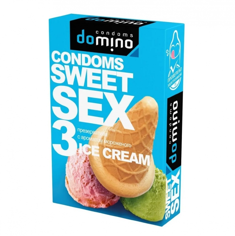 Презервативы оральные "Domino" со вкусом ванильного мороженого, 3шт 
